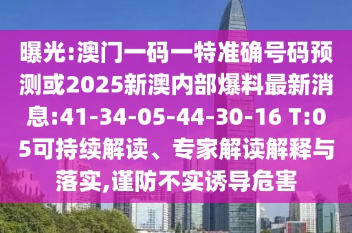 曝光:澳門一碼一特準確號碼預(yù)測或2025新澳內(nèi)部爆料最新消息:41-34-05-44-30-16 T:05可持續(xù)解讀、專家解讀解釋與落實,謹防不實誘導(dǎo)危害