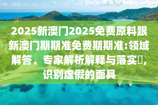 2025新澳門2025免費原料跟新澳門期期準(zhǔn)免費期期準(zhǔn):領(lǐng)域解答、專家解析解釋與落實?,識別虛假的面具